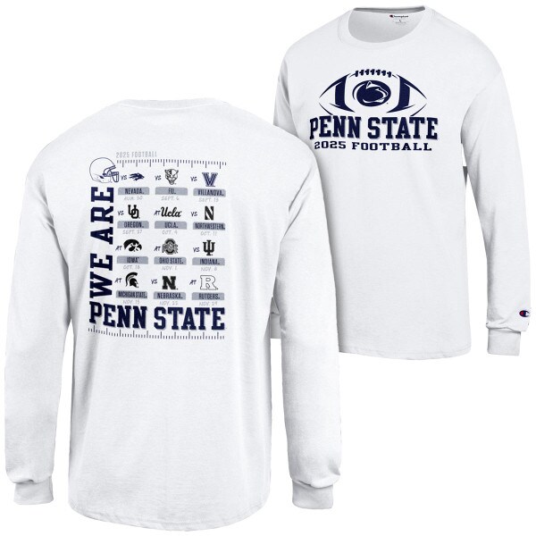 white long sleeve t-shirt Penn State 2025 Football Schedule